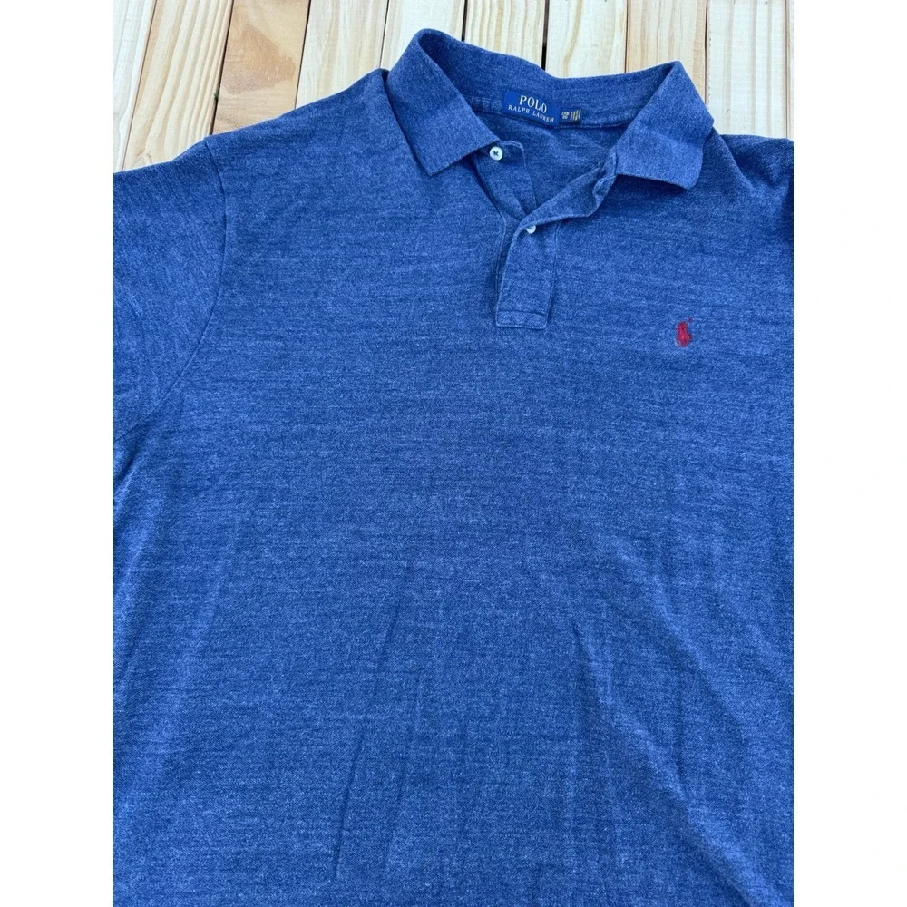Polo Ralph Lauren Mens Shirt 2xb Blue Cotton‎ Casual Red Logo